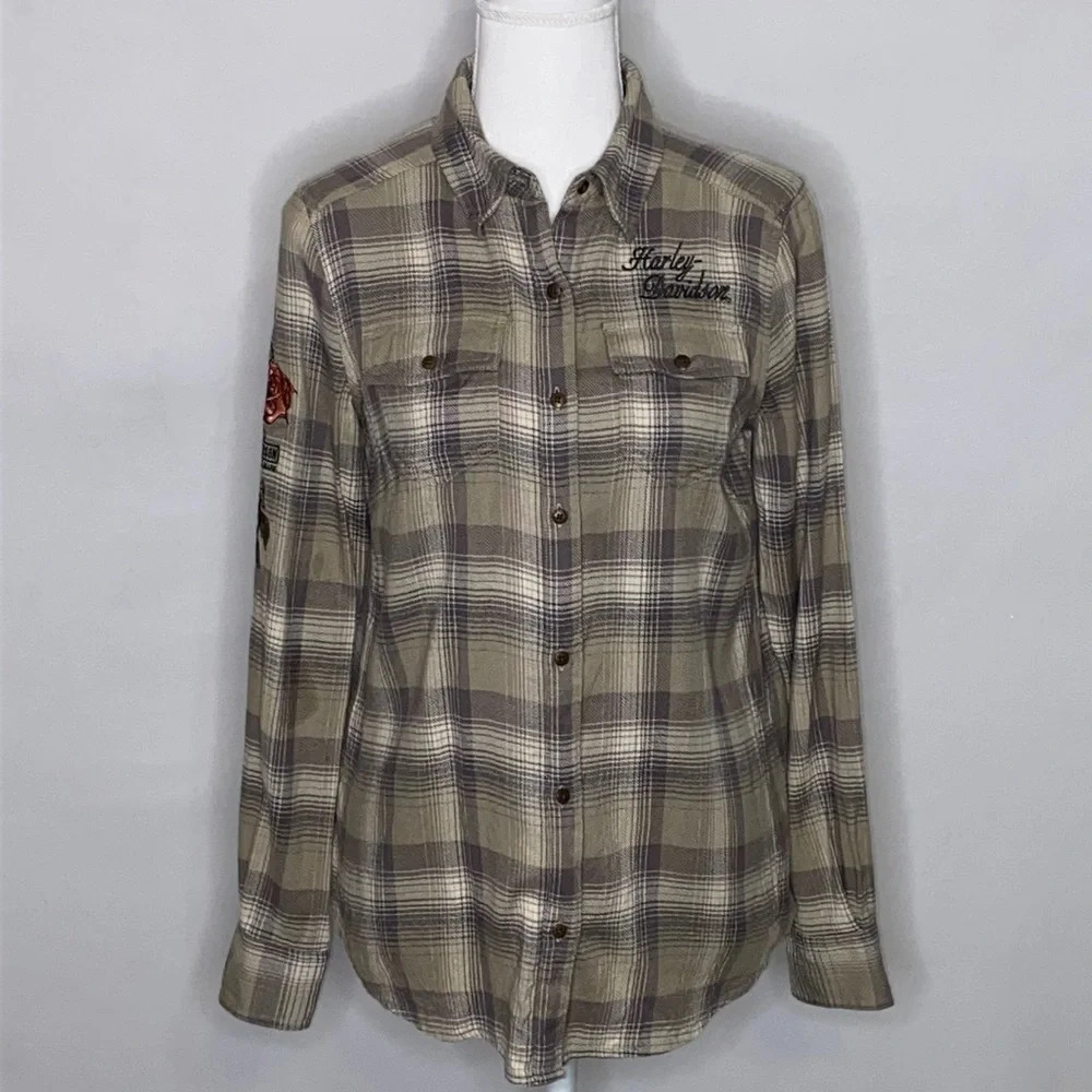 Genuine Harley Davidson Embroidered Flannel Shirt